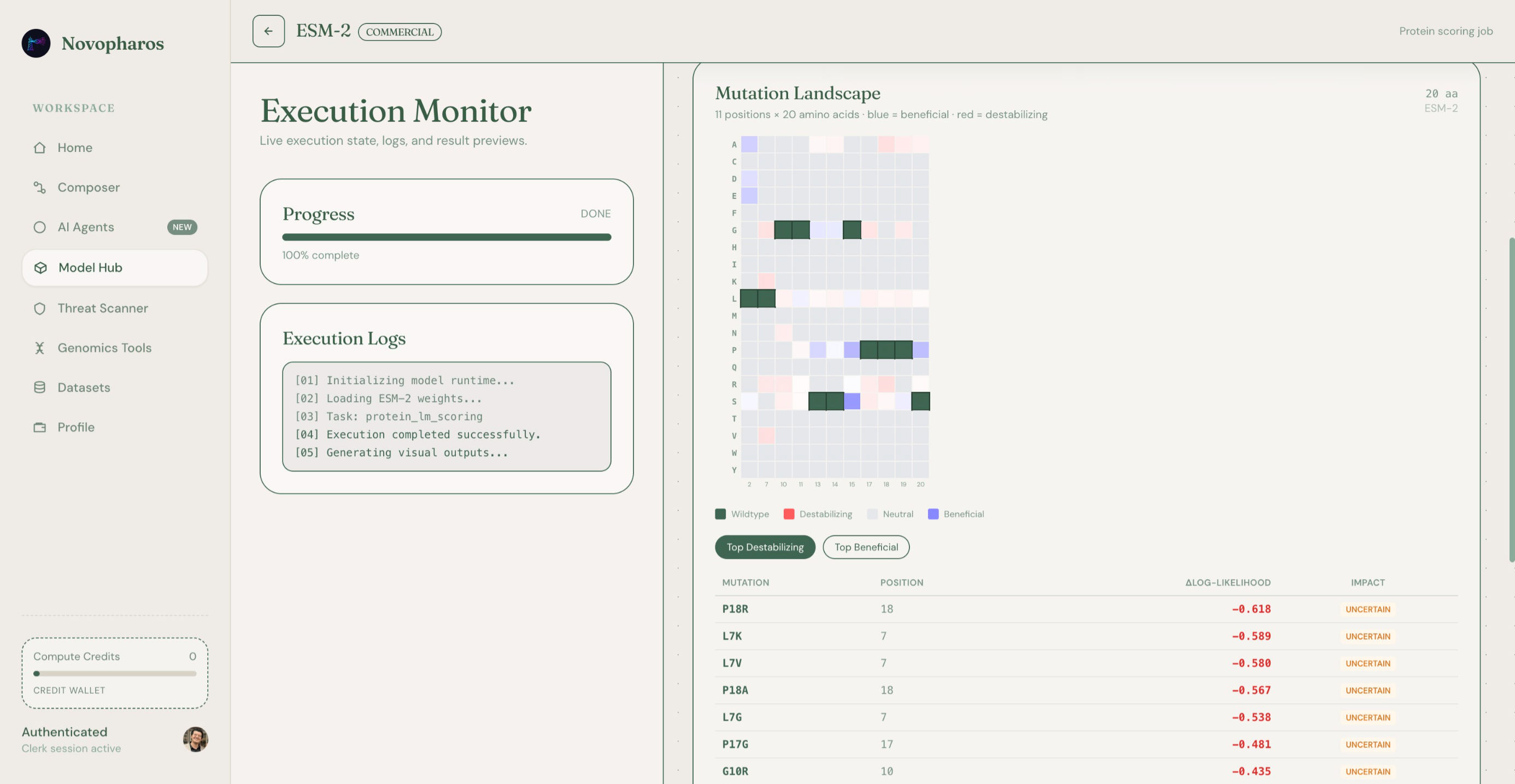 Protein mutation analysis dashboard