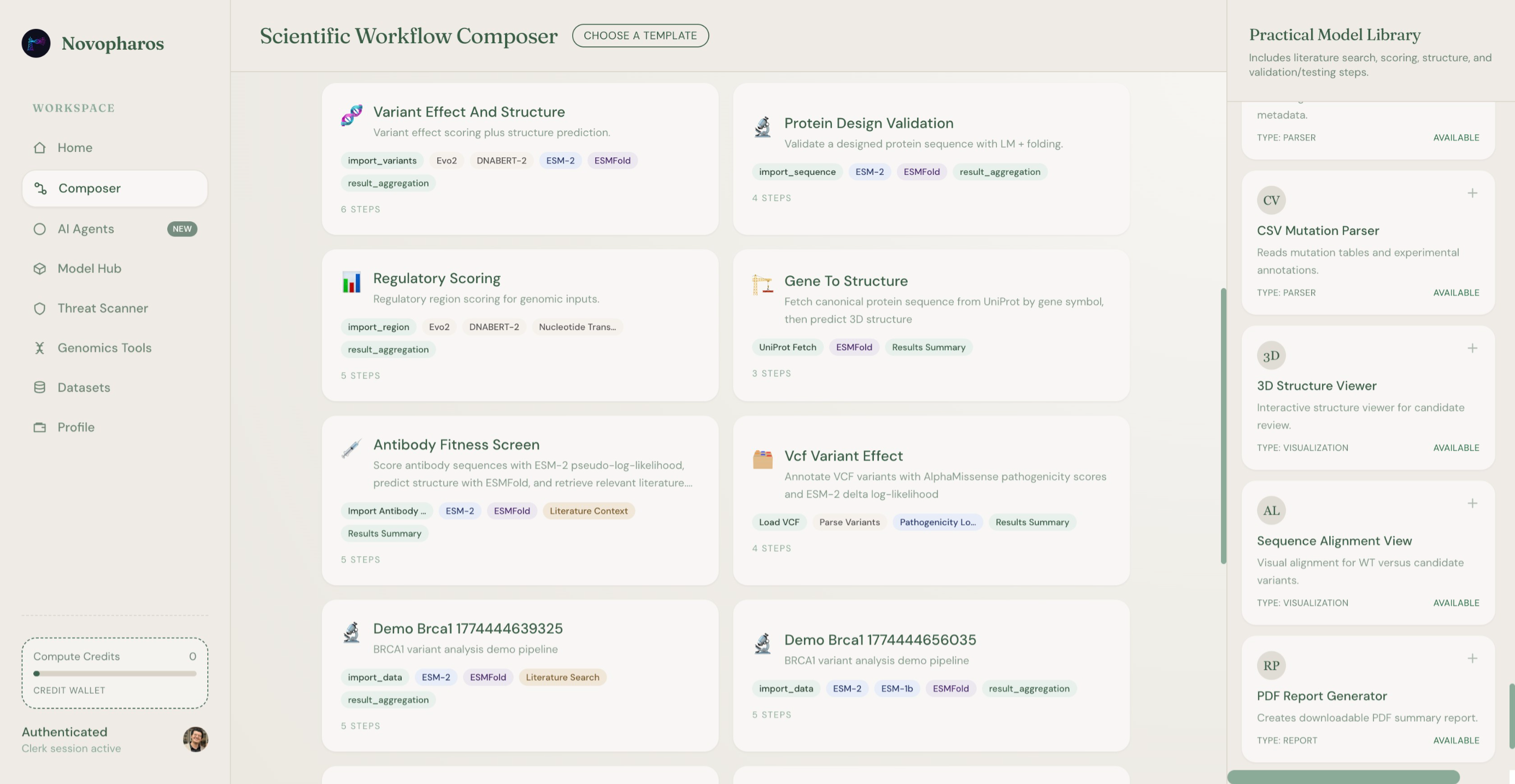 Scientific workflow composer interface