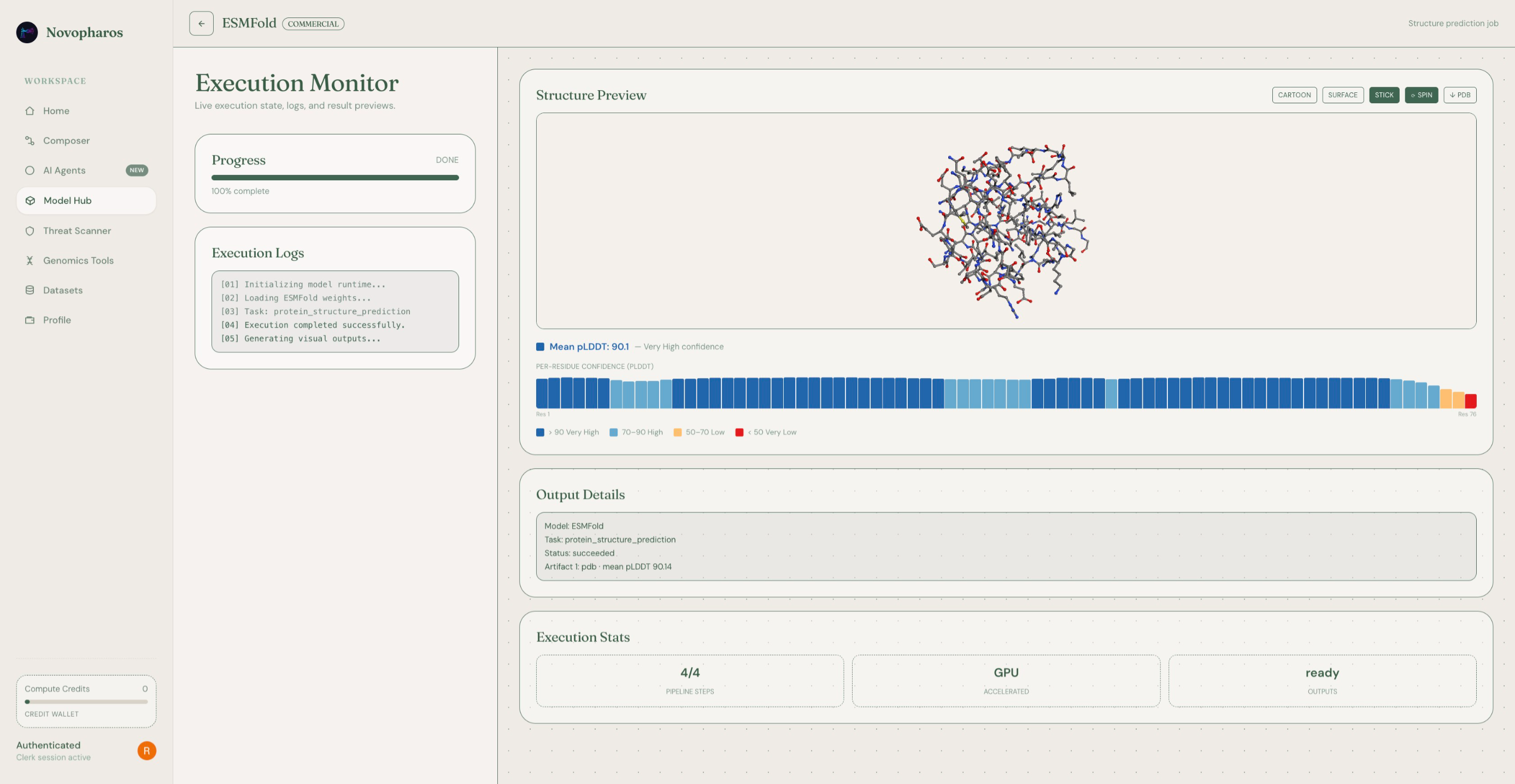 Protein structure prediction dashboard